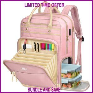 Insulated Lunch Backpack with USB Port for 15.6 Inch Laptop